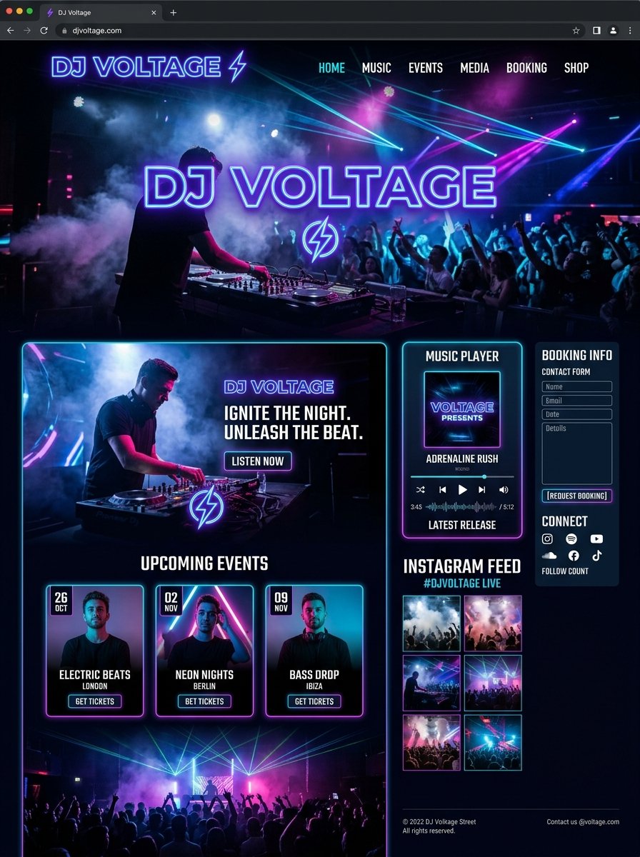DJ landing page example